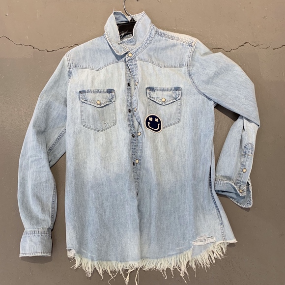 Lucky Brand Tops - Lucky Brand Denim Distress Button Up
